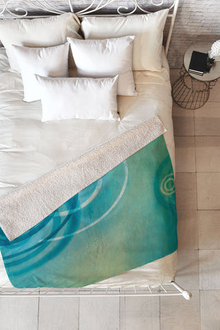 Stacey Schultz Circle World Aqua Fleece Throw Blanket