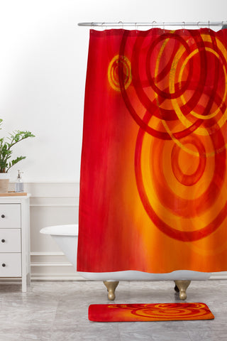 Stacey Schultz Circle World Flame Shower Curtain And Mat