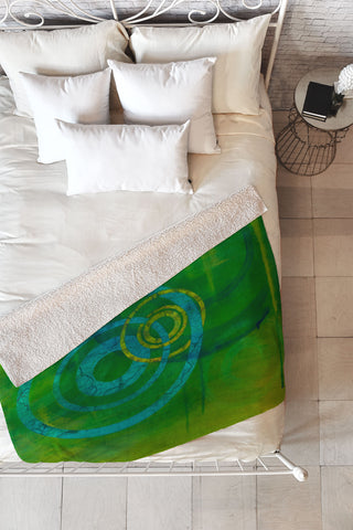 Stacey Schultz Circle World Green Fleece Throw Blanket