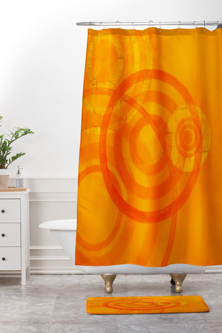 Stacey Schultz Circle World Tangerine Shower Curtain And Mat