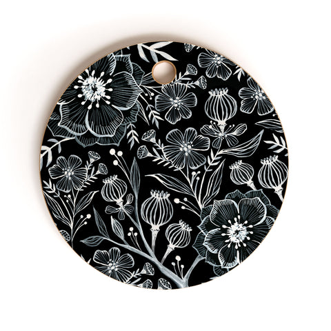 Stephanie Corfee Black And White Botanika Cutting Board Round