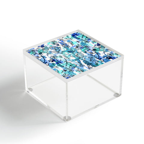Stephanie Corfee Blues And Ink Floral Acrylic Box