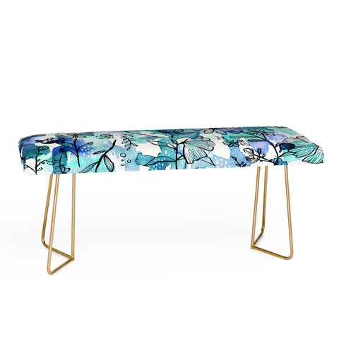 Stephanie Corfee Blues And Ink Floral Bench