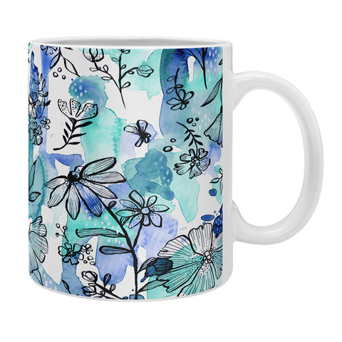 Stephanie Corfee Blues And Ink Floral Coffee Mug