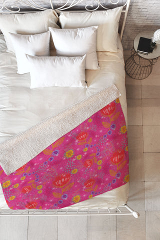 Stephanie Corfee Bright Bouquet Fleece Throw Blanket
