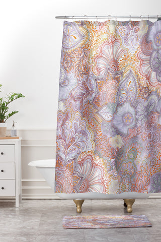 Stephanie Corfee Flourish Allover Muted Desert Shower Curtain And Mat