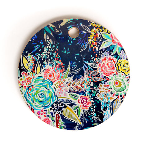 Stephanie Corfee Night Bloomers Cutting Board Round
