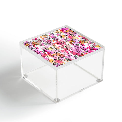 Stephanie Corfee Pink And Ink Floral Acrylic Box