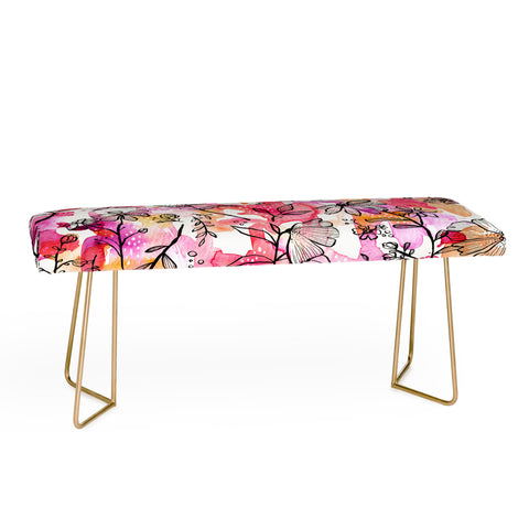Stephanie Corfee Pink And Ink Floral Bench