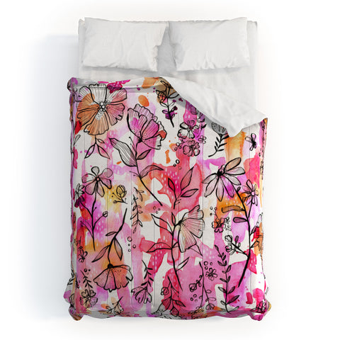 Stephanie Corfee Pink And Ink Floral Comforter