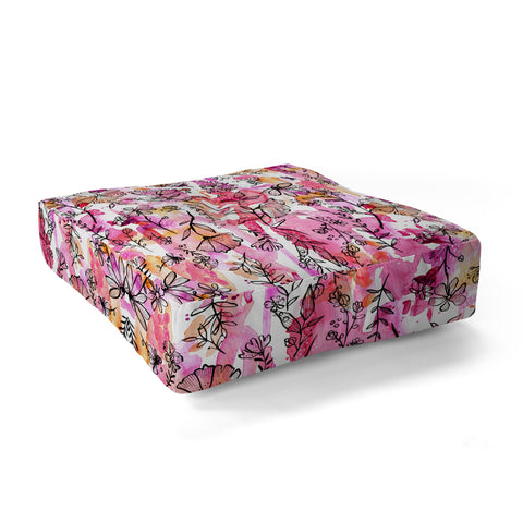 Stephanie Corfee Pink And Ink Floral Floor Pillow Square