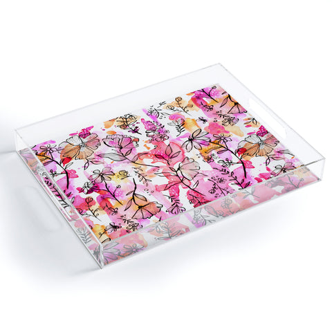 Stephanie Corfee Pink And Ink Floral Acrylic Tray