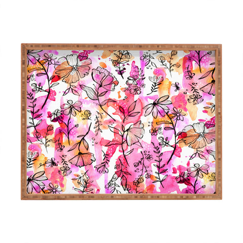 Stephanie Corfee Pink And Ink Floral Rectangular Tray