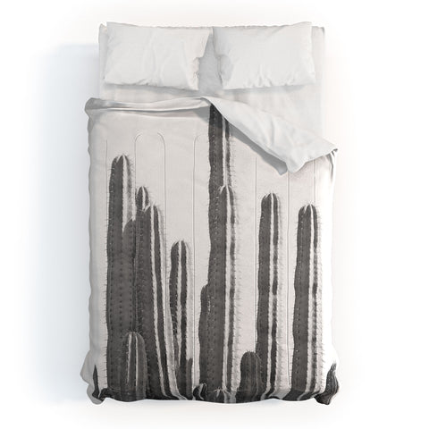 Summer Sun Home Art Black and White Cactus Comforter