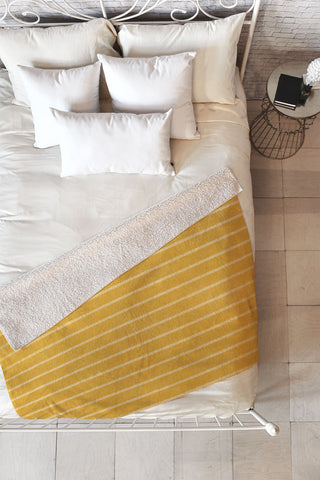 Summer Sun Home Art Classic Stripe Yellow Fleece Throw Blanket