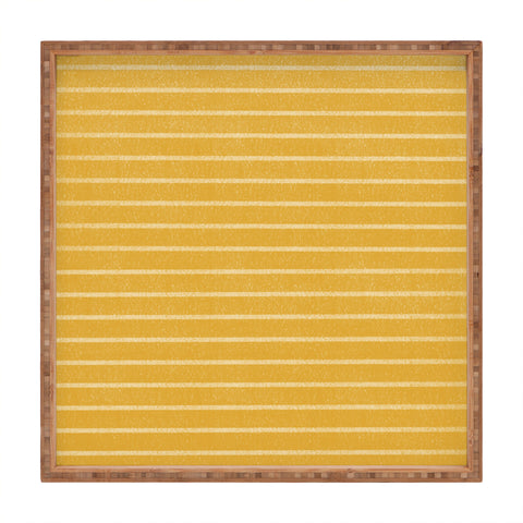 Summer Sun Home Art Classic Stripe Yellow Square Tray