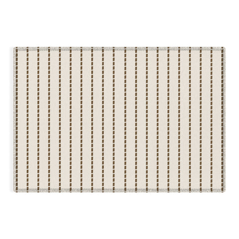 Summer Sun Home Art Dashed Lines Cream Chocolate Outdoor Rug