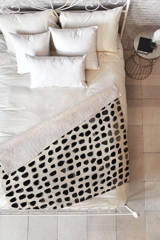 Summer Sun Home Art Dots Beige Fleece Throw Blanket