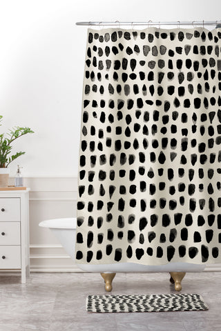 Summer Sun Home Art Dots Beige Shower Curtain And Mat