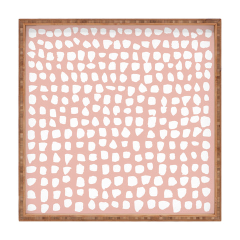 Summer Sun Home Art Dots Pink Square Tray