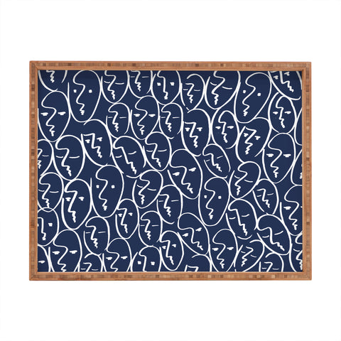 Summer Sun Home Art faces navy Rectangular Tray