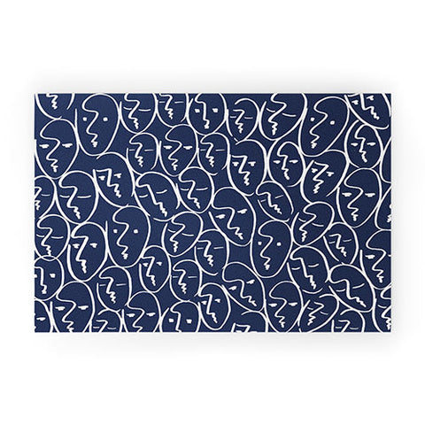 Summer Sun Home Art faces navy Welcome Mat
