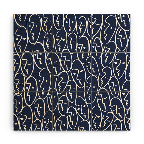 Summer Sun Home Art faces navy Wood Wall Mural