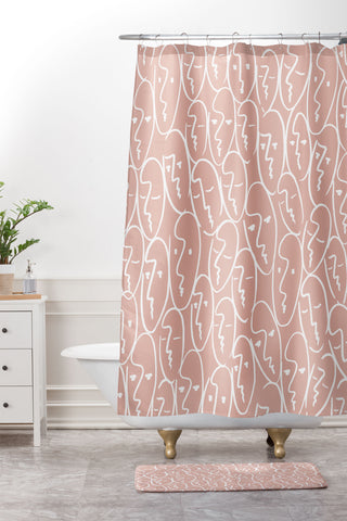 Summer Sun Home Art faces pink Shower Curtain And Mat