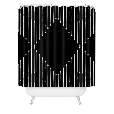 Summer Sun Home Art Geo Black Shower Curtain