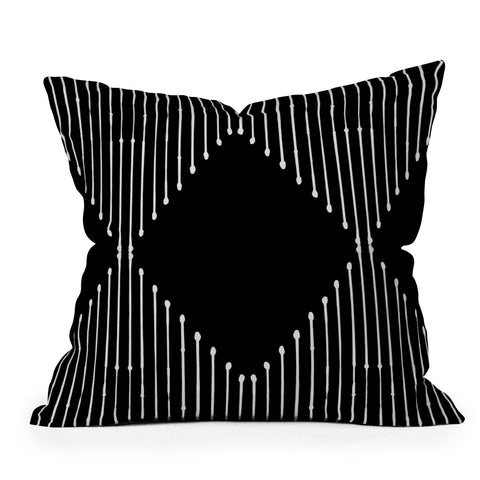 Summer Sun Home Art Geo Black Throw Pillow