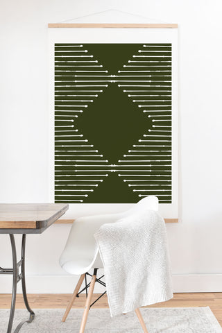 Summer Sun Home Art Geo Olive Green Art Print And Hanger