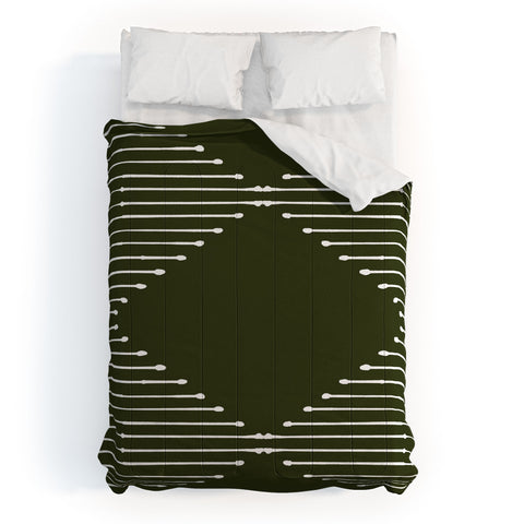Summer Sun Home Art Geo Olive Green Comforter