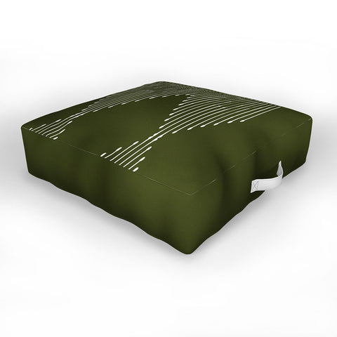 Summer Sun Home Art Geo Olive Green Outdoor Floor Cushion