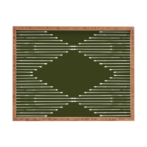 Summer Sun Home Art Geo Olive Green Rectangular Tray