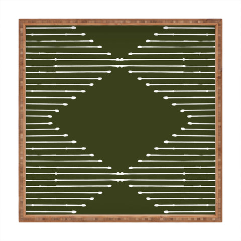 Summer Sun Home Art Geo Olive Green Square Tray