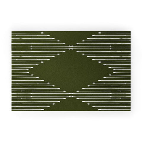 Summer Sun Home Art Geo Olive Green Welcome Mat