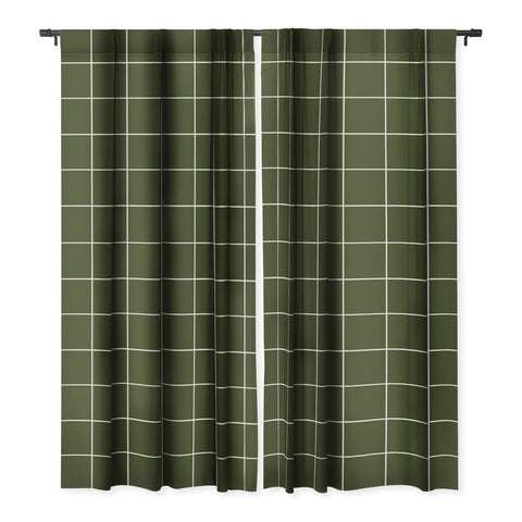 Summer Sun Home Art Grid Olive Green Blackout Non Repeat