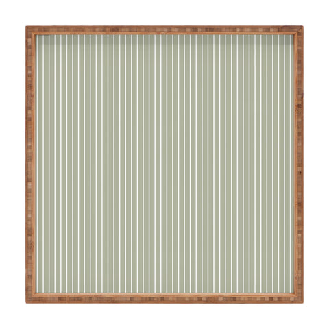 Summer Sun Home Art Lines 6 Sage Green Square Tray