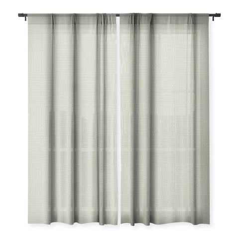 Summer Sun Home Art Lines III Linen Sage Sheer Window Curtain