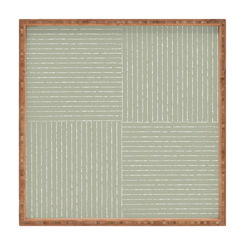 Summer Sun Home Art Lines III Linen Sage Square Tray