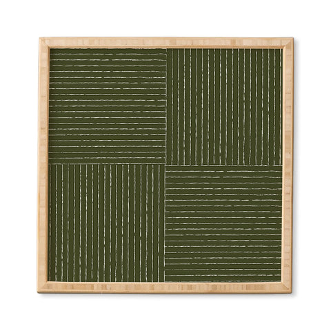 Summer Sun Home Art Lines III Olive Green Framed Wall Art