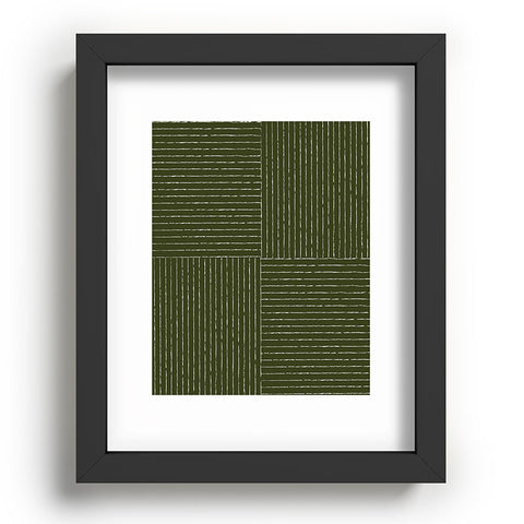 Summer Sun Home Art Lines III Olive Green Recessed Framing Rectangle