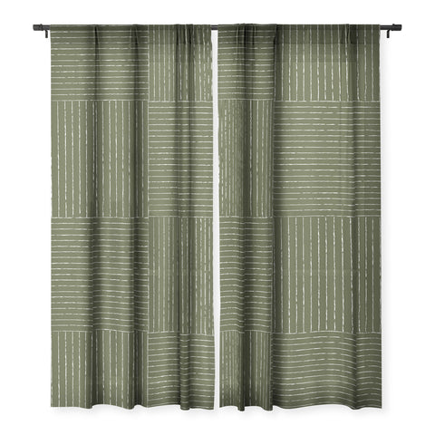 Summer Sun Home Art Lines III Olive Green Sheer Non Repeat