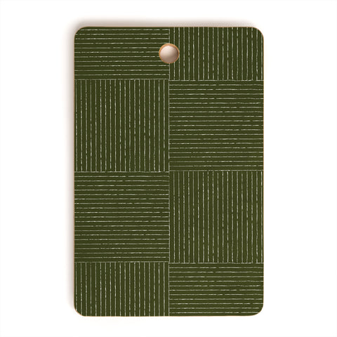 Summer Sun Home Art Lines III Olive Green Cutting Board Rectangle