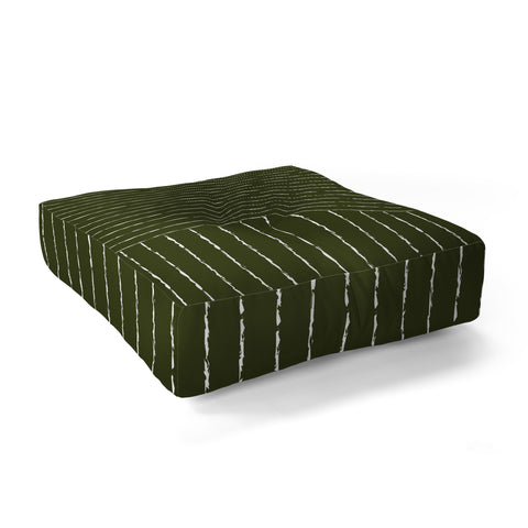 Summer Sun Home Art Lines III Olive Green Floor Pillow Square