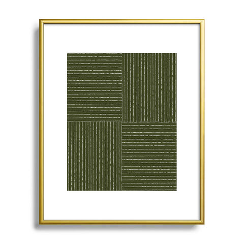 Summer Sun Home Art Lines III Olive Green Metal Framed Art Print