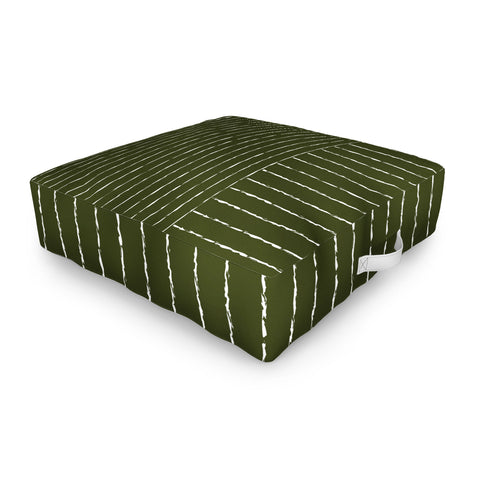 Summer Sun Home Art Lines III Olive Green Outdoor Floor Cushion