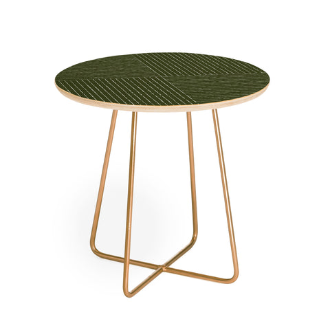 Summer Sun Home Art Lines III Olive Green Round Side Table
