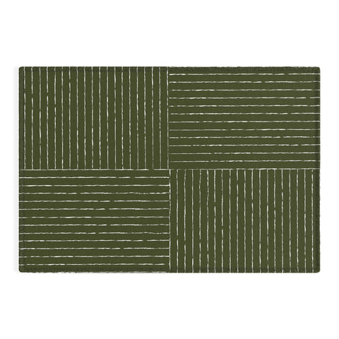 Summer Sun Home Art Lines III Olive Green Outdoor Rug