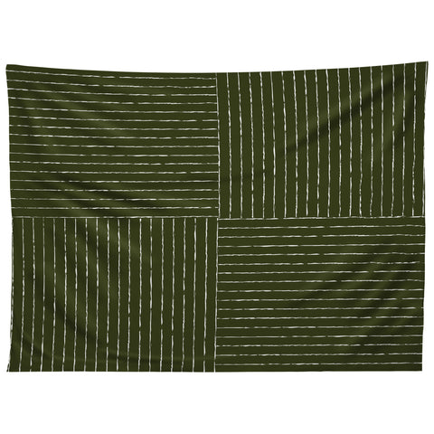 Summer Sun Home Art Lines III Olive Green Tapestry